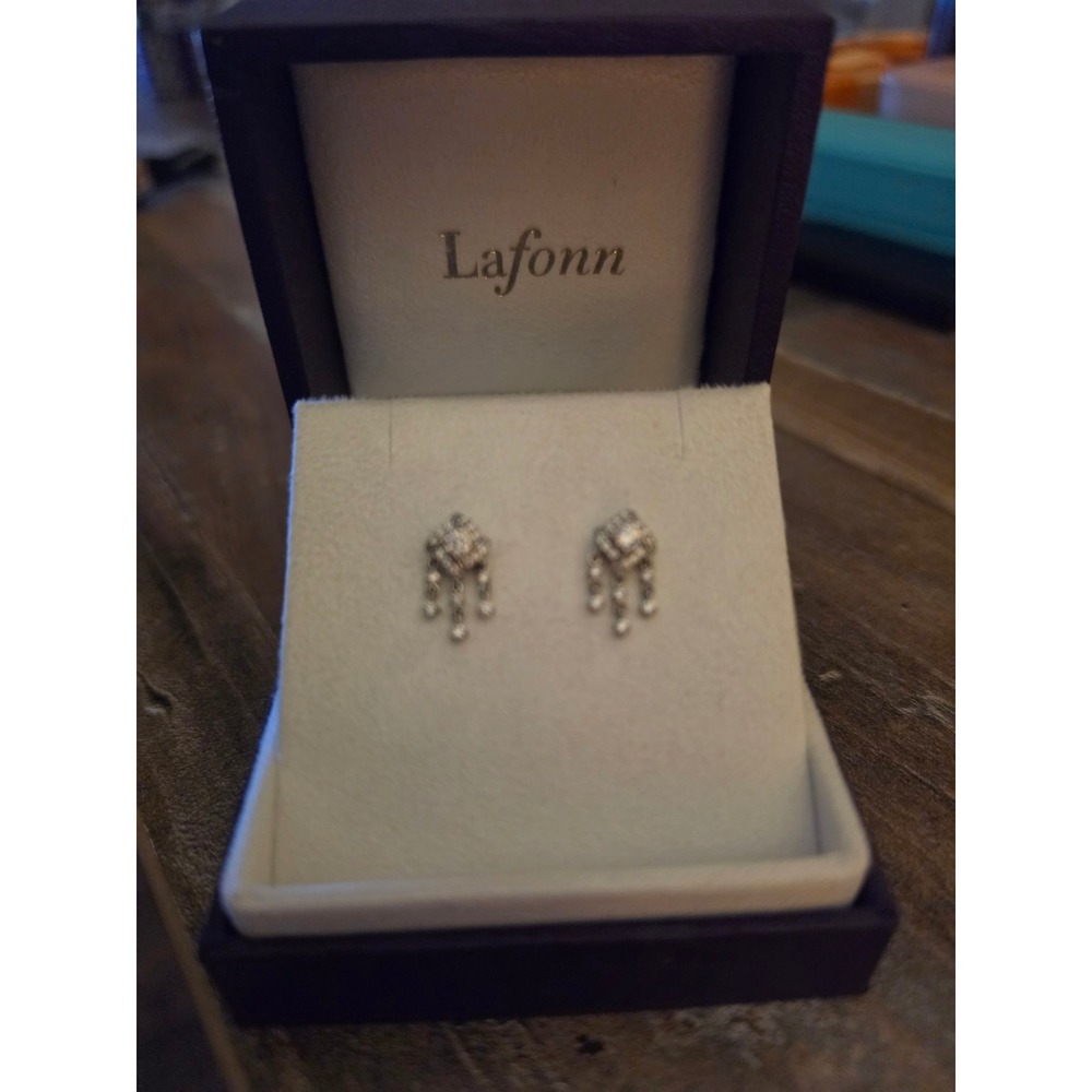 Lafonn Sterling Silver Platinum Bonded Lassaire Simulated Diamond Drop Earrings